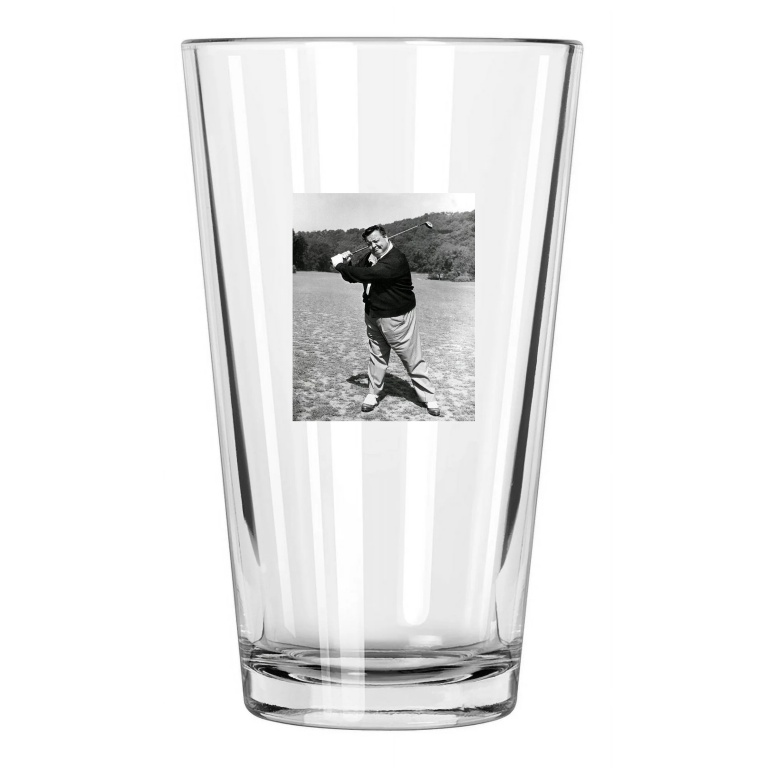 American Actor Jackie Gleason 'Golf Swing' Honeymooners Pint Beer Drinking Glass