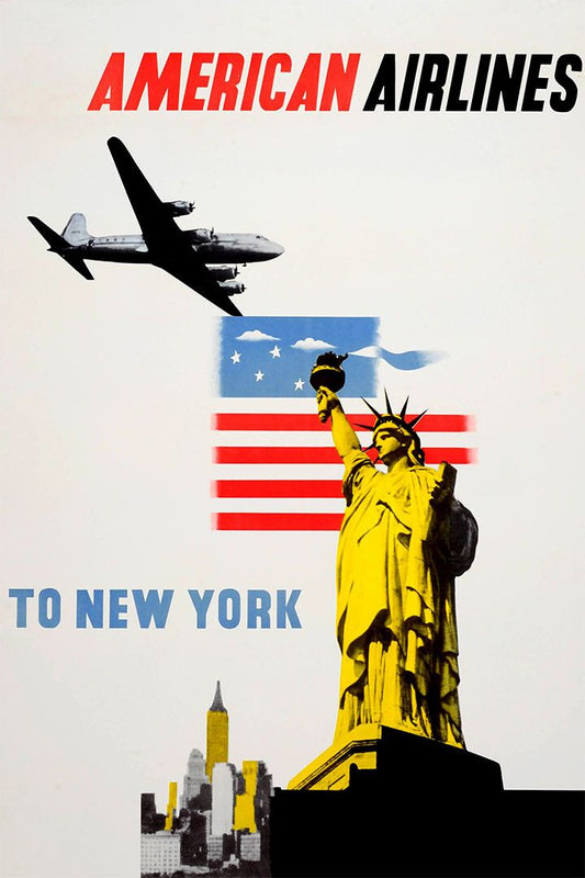 American Airlines New York Vintage Travel Print Wall Home Decor Jigsaw Puzzle