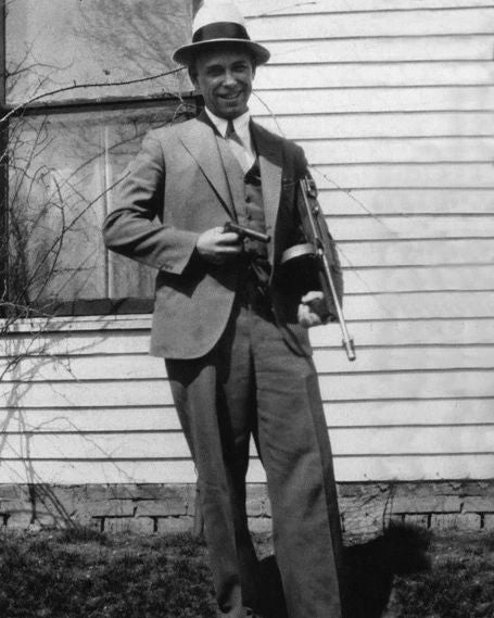 American Bank Robber John Dillinger Glossy Magnet Machine Gun Magnet