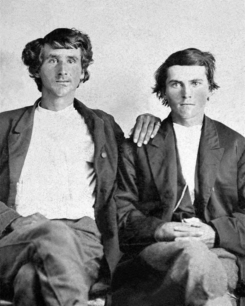 American Outlaws Frank And Jesse James Glossy Keychain Old West Portrait