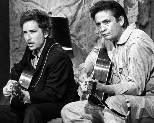American Singers Johnny Cash And Bob Dylan Glossy Keychain Music Keychain