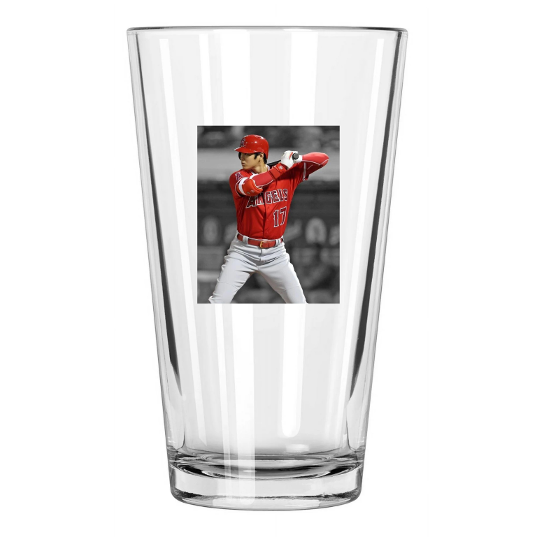 Anaheim Angels Shohei Ohtani Photo Baseball Spotlight 1 Pint Beer Drinking Glass