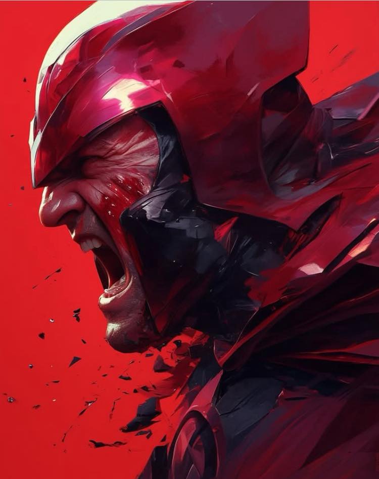 Angry Hero Portrait Red Background Print Poster