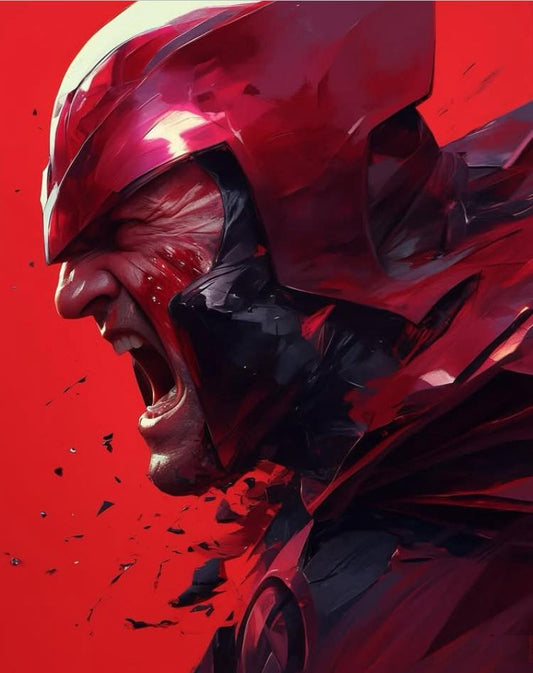Angry Hero Portrait Red Background Print Poster