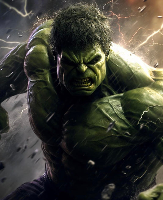 Angry Hulk Destroying Background Print Poster