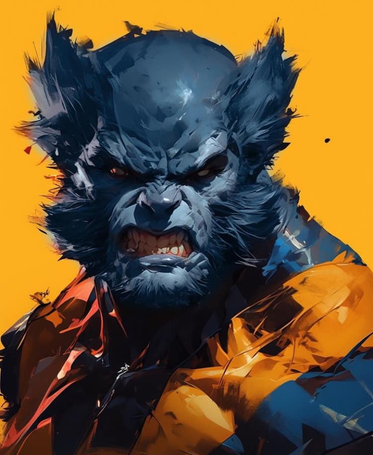 Angry Wolverine Portrait Print Poster