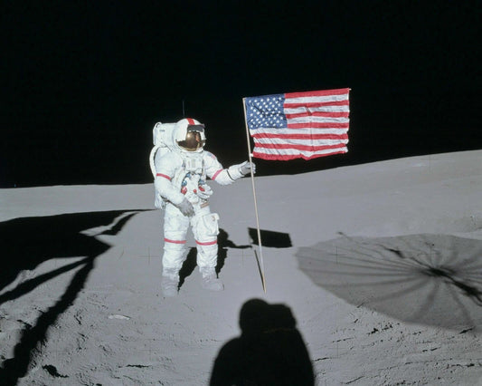 Apollo 14 Moon Landing Nasa Alan Shepard American Flag Photo Picture Print