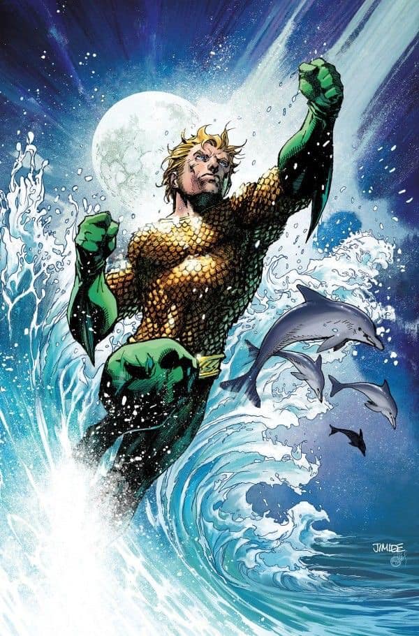 Aquaman Action Ocean Wave Dolphins Print Poster