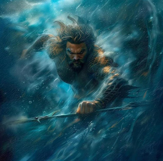 Aquatic Warrior Action Scene Print Poster