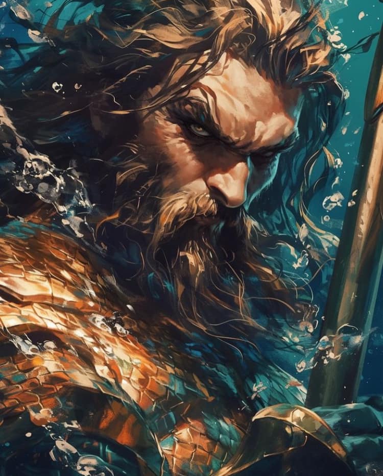 Aquatic Warrior Portrait (2) Print Poster