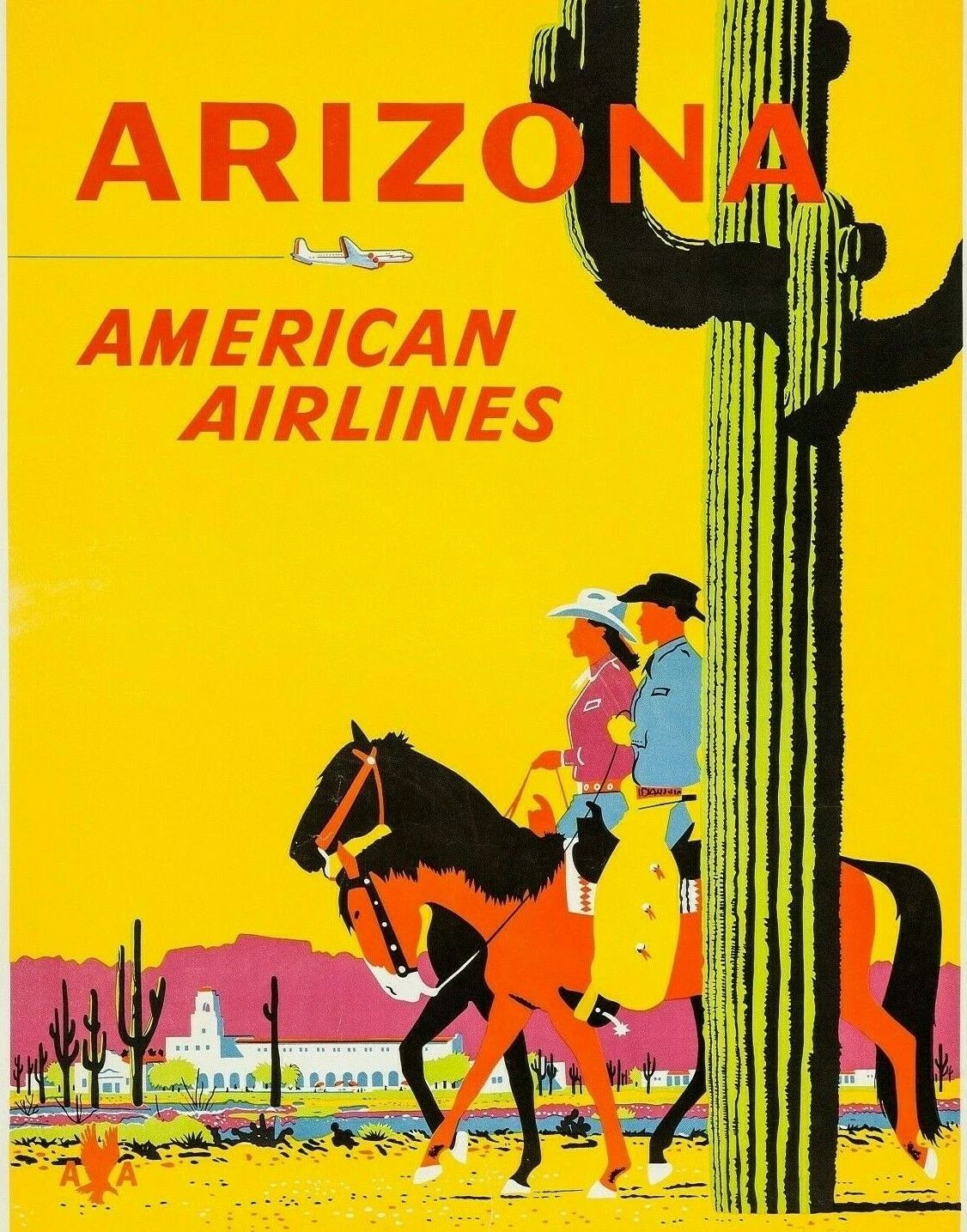 Arizona Travel Magnet American Airlines Aviation Fly Vintage Old Magnet