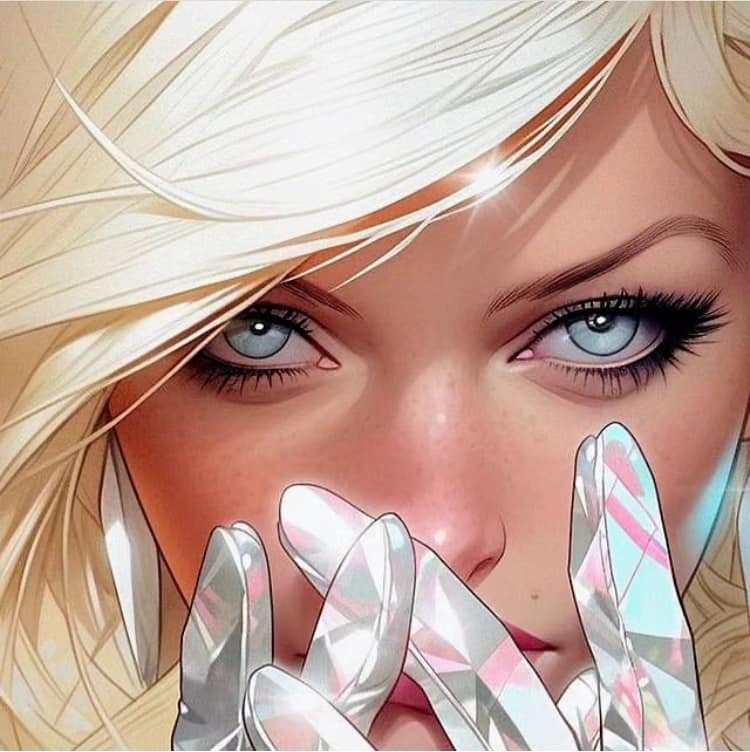 Artistic Portrait Blonde Gem Gloves Print Poster