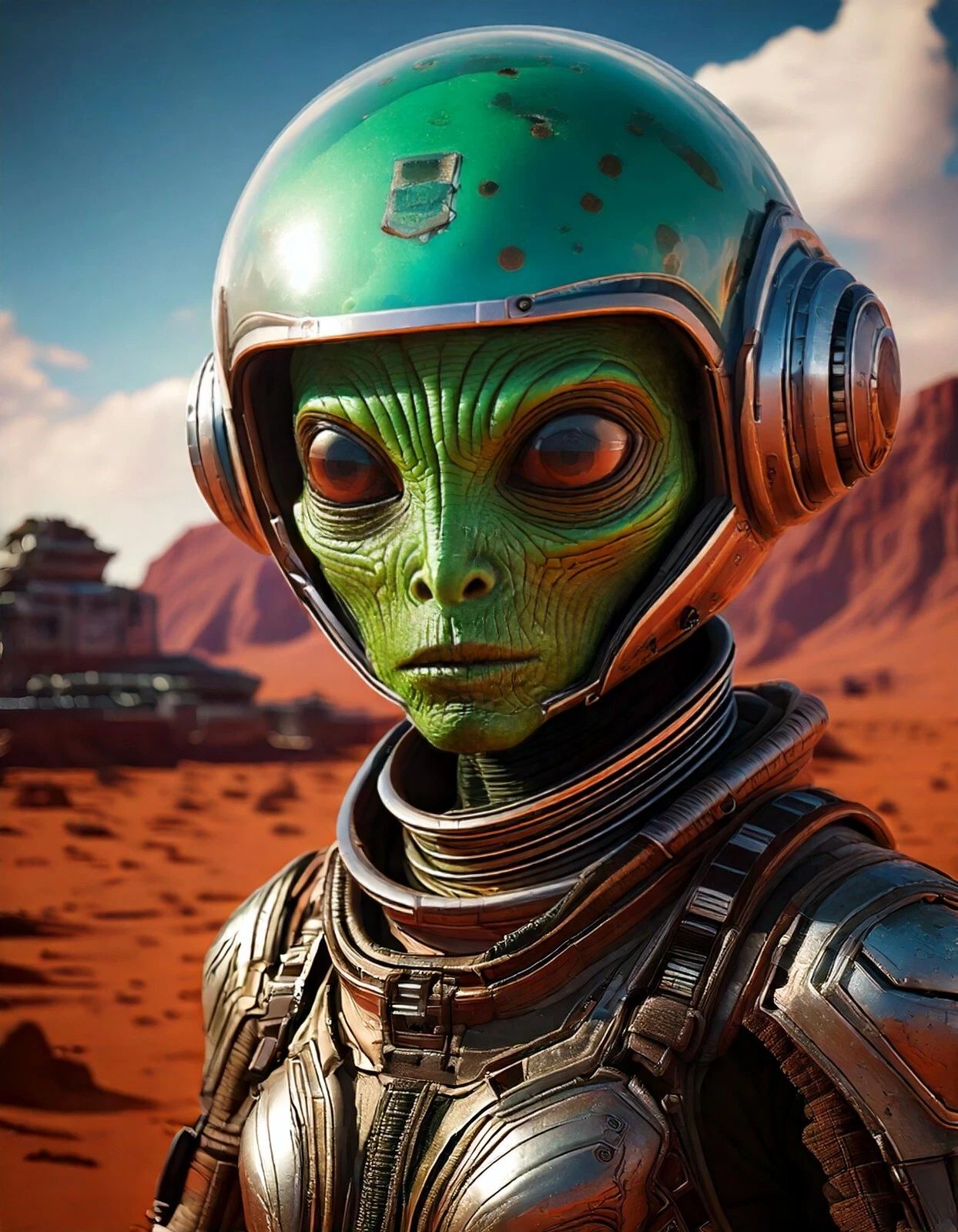 Astra Alien Commander Exploring Unknown Planet Art Magnet Ufo