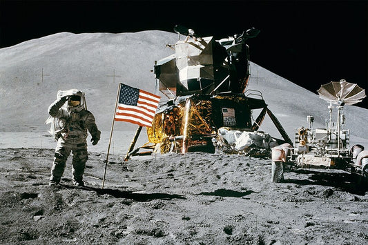 Astronaut Standing Beside American Flag On Moon Art Wall Decor Jigsaw Puzzle