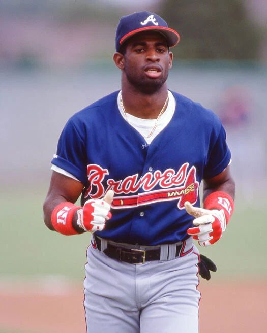 Atlanta Braves Deion Sanders Glossy Photo Baseball Poster Print