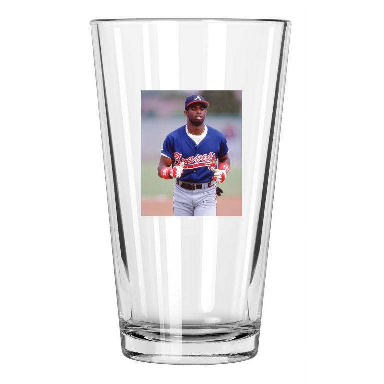 Atlanta Braves Deion Sanders Photo Baseball Pint Beer Drinking Glass