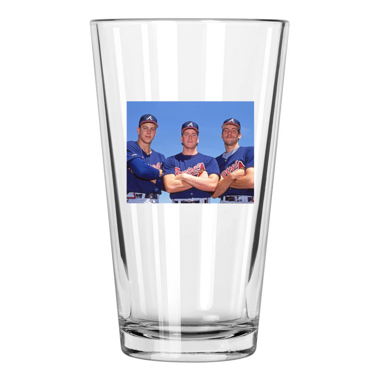 Atlanta Braves Tom Glavine, Steve Avery And John Smoltz Pint Beer Drinking Glass