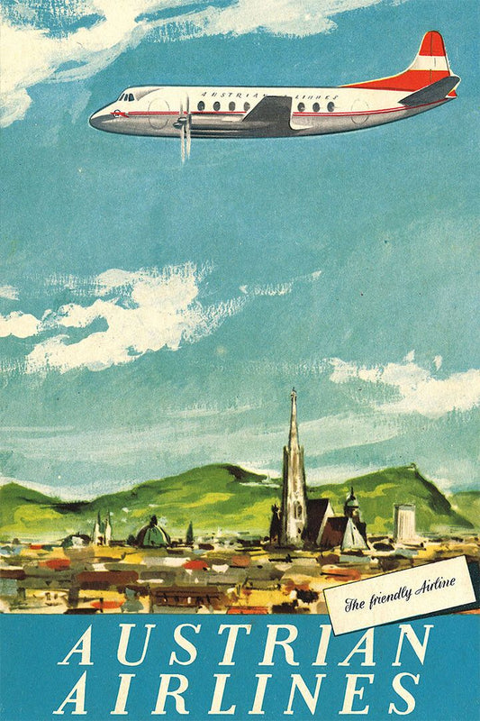 Austrian Airlines Vintage Travel Print Painting Wall Home Decor Jigsaw Puzzle