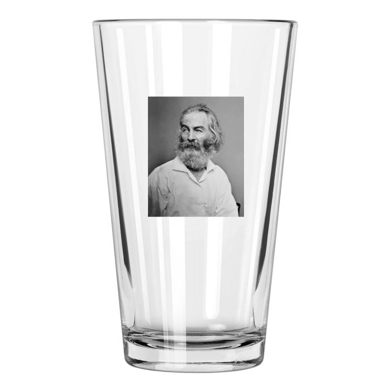Author Journalist Walt Whitman Photo Poet Writer Pint Beer Drinking Glass