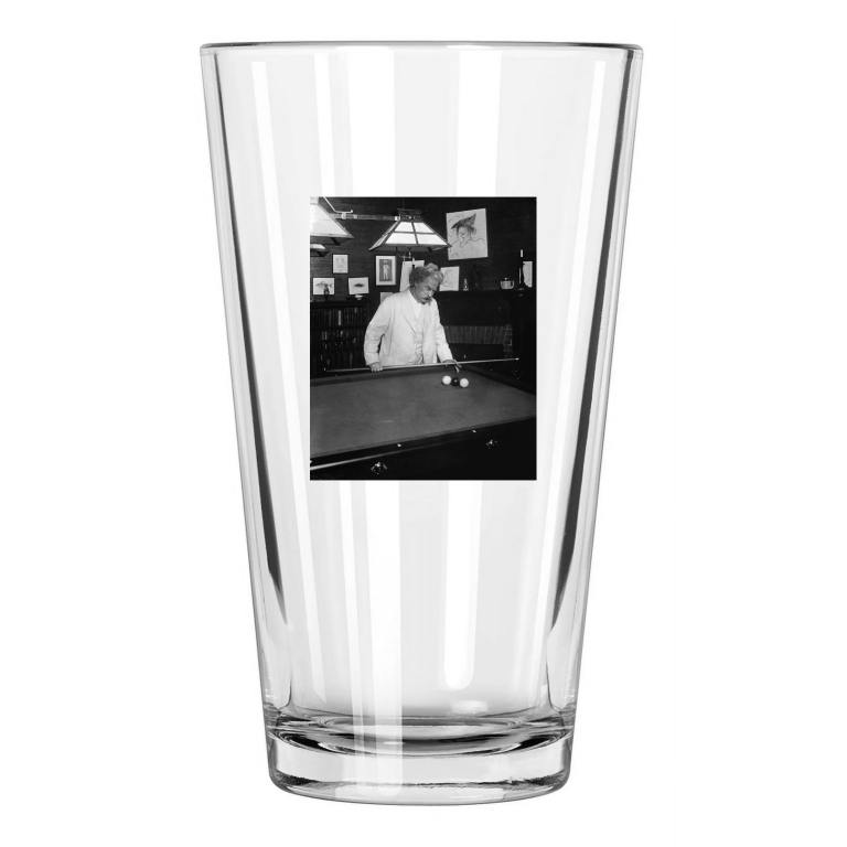 Author Mark Twain Samuel Clemens Tom Sawyer Billiards Room Pint Beer Glass