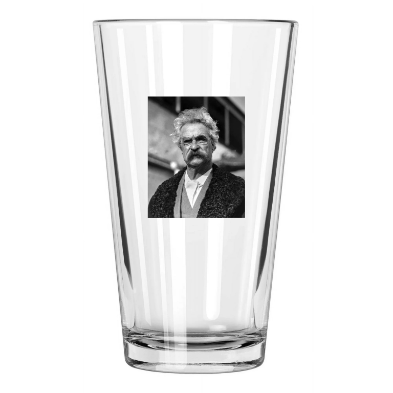 Author Mark Twain Samuel Clemens Tom Sawyer Huckleberry Finn Pint Beer Glass