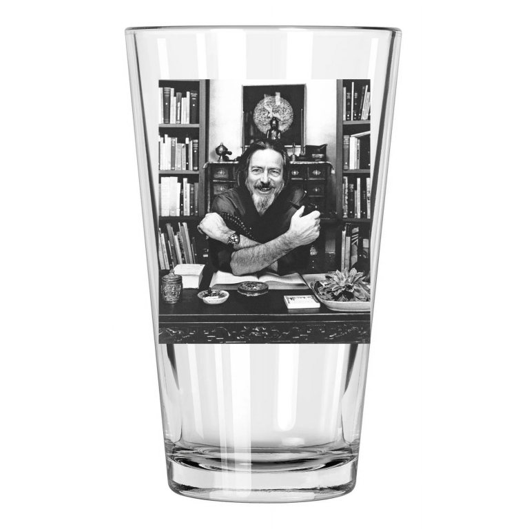 Author Writer Alan Watts Photo Portrait Naturalist Pint Beer Drinking Glass