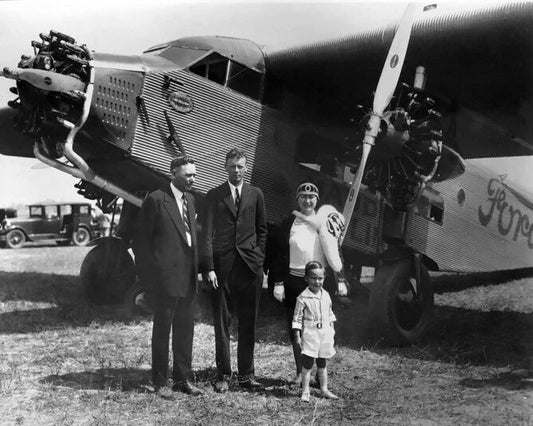 Aviator Charles Lindbergh And Maddux Family Photo Ford Trimotor Airplane