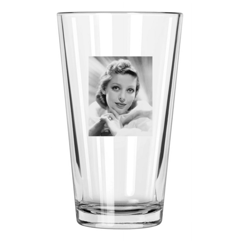 Award Winning Actress Loretta Young Photo Film Movie Pint Beer Drinking Glass