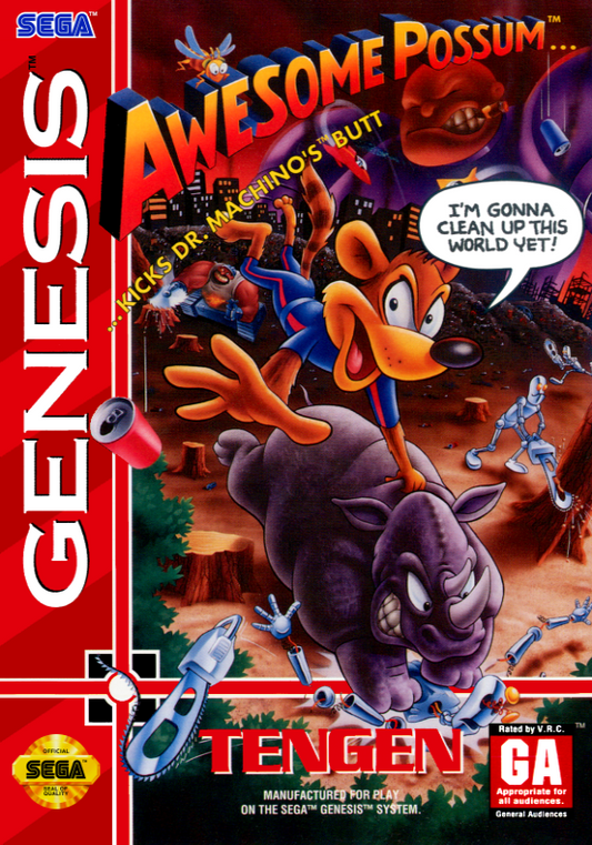 Awesome Possum Kicks Dr. Machino S Butt (Usa) Genesis Print Poster