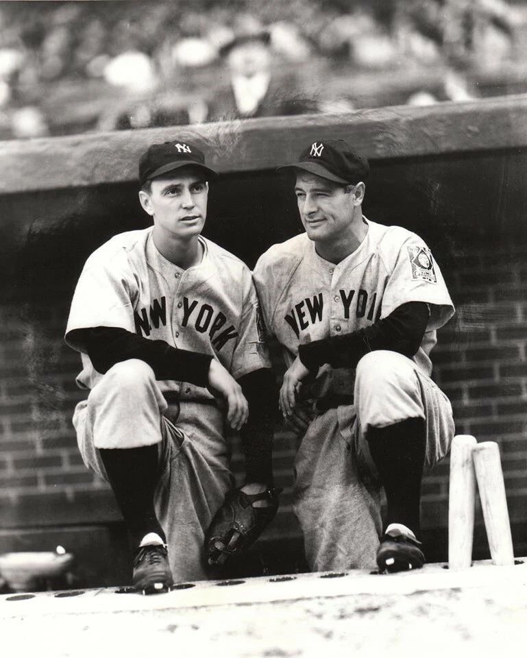 Babe Dahlgren & Lou Gehrig Magnet New York Yankees Ny Baseball Picture Mlb