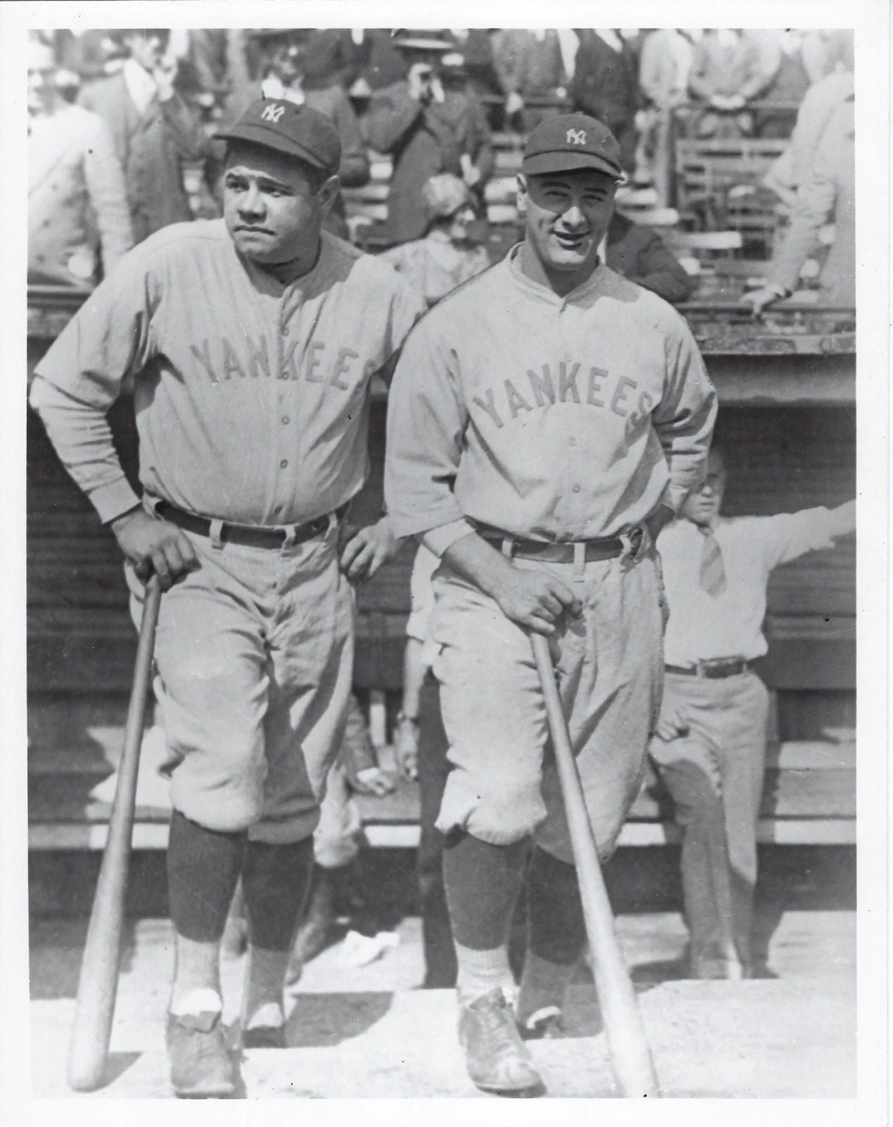 Babe Ruth & Lou Gehrig Photo New York Yankees Ny Baseball Picture On Step