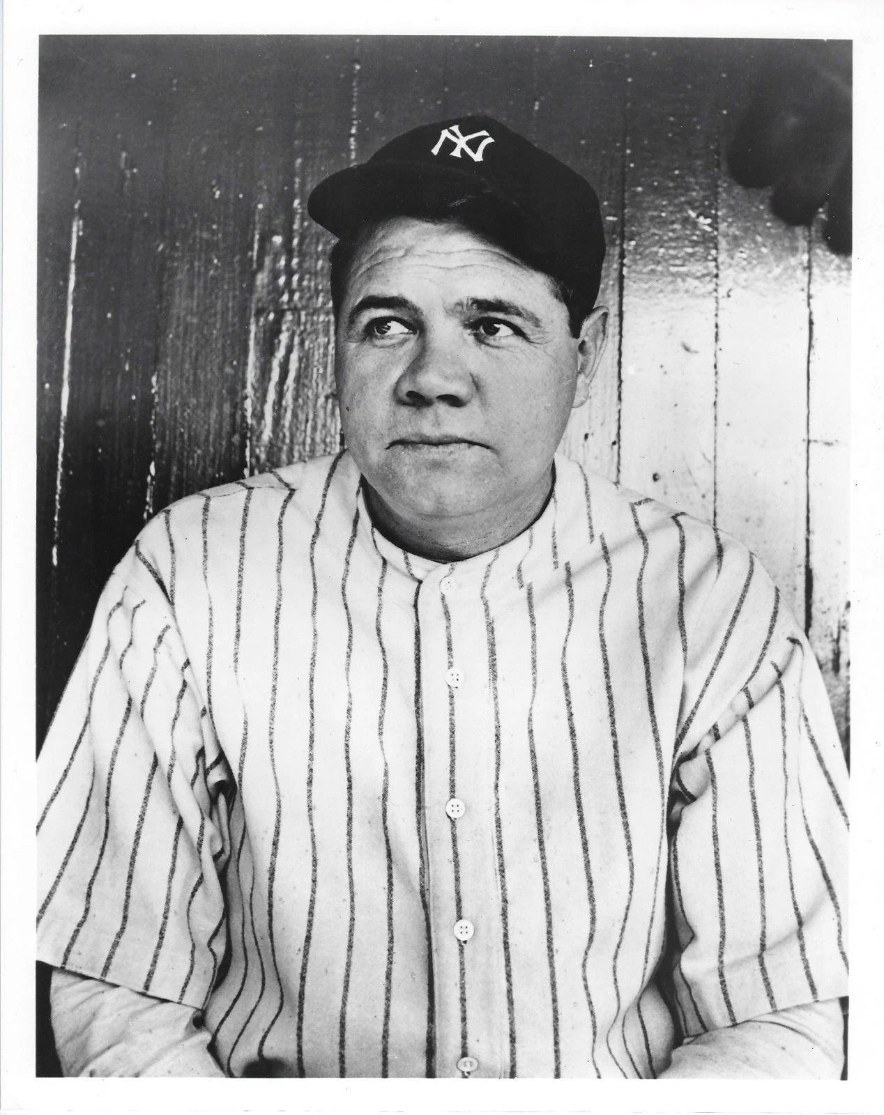 Babe Ruth Photo New York Yankees Ny Baseball Close Up In Stripes