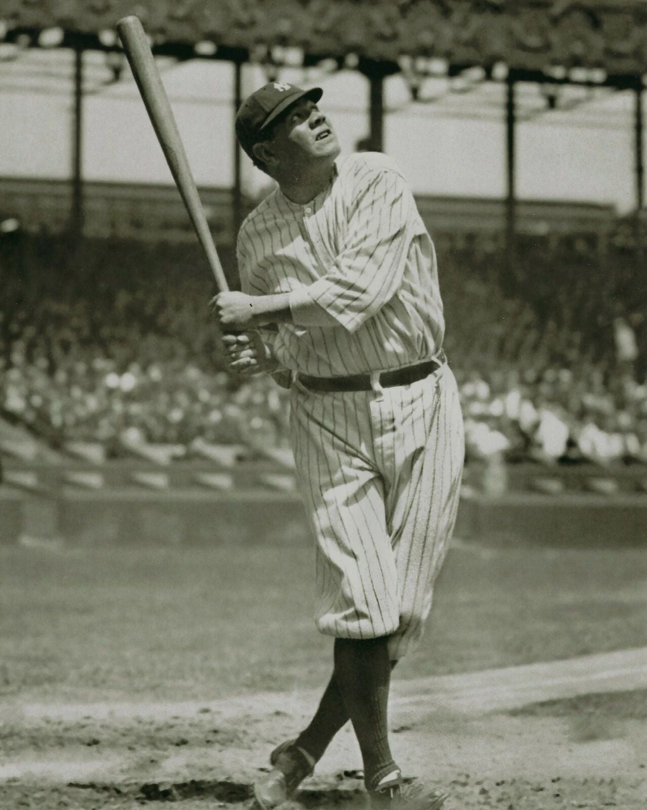 Babe Ruth Photo New York Yankees Ny Baseball Picture Following Ball Flight