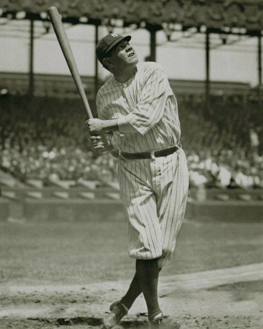 Babe Ruth Photo New York Yankees Ny Baseball Picture Following Ball Flight