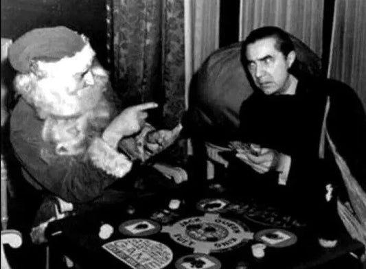 Bela Lugosi As Dracula & Santa Playing Poker Picture Magnet Print