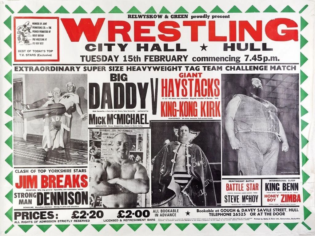 Big Daddy V & Giant Haystacks Magnet Wrestling Picture