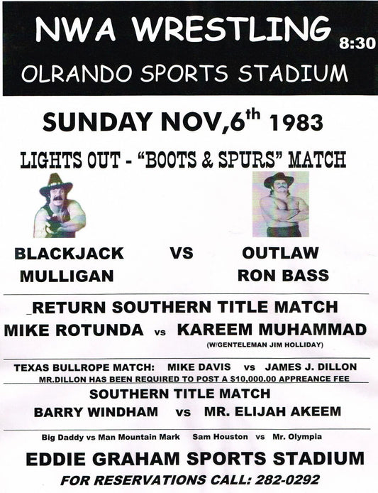 Black Jack Mulligan Vs Outlaw Ron Bass Magnet Wrestling Picture