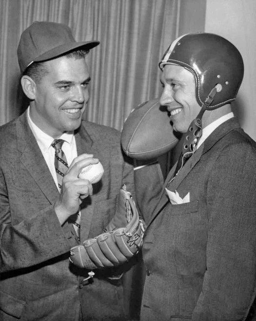 Bob Feller And Otto Graham Glossy Magnet 1951 Cleveland Legends Print