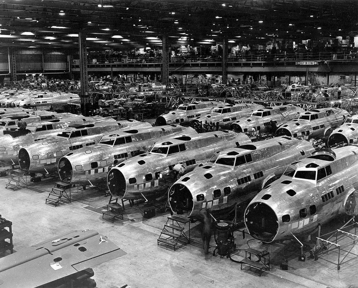 Boeing B 17E Bomber Factory Manufacturing Plant Historic Picture Keychain