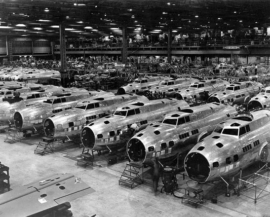 Boeing B 17E Bomber Factory Manufacturing Plant Historic Picture Keychain