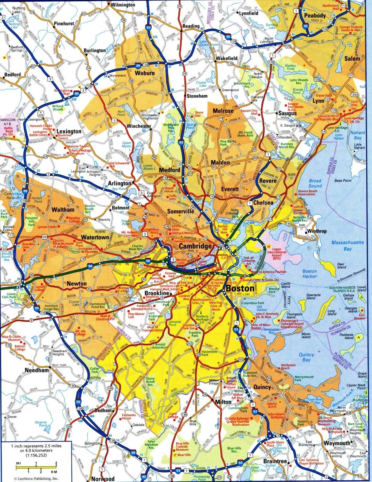Boston Massachusetts City Road Map Magnet Picture Magnet Banner Print
