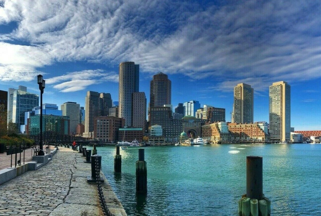 Boston Massachusetts Skyline And Seaport City Poster Picture Photo Banner Print