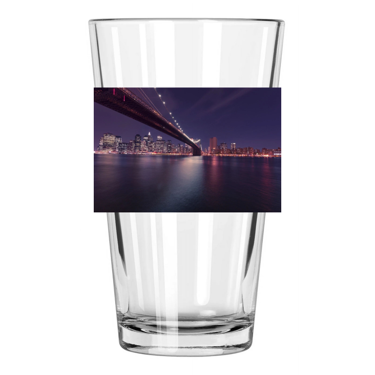 Brooklyn Bridge Photo New York City Skyline Manhattan Pint Beer Drinking Glass