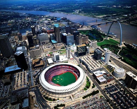 Busch Stadium And Downtown St. Louis Glossy Photo Arch Print