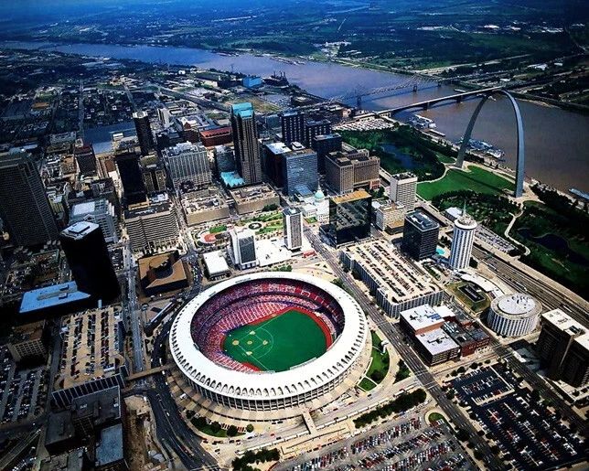 Busch Stadium And Downtown St. Louis Glossy Magnet Arch Print