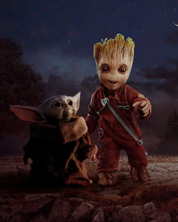 Baby Groot Baby Yoda 12345 Print Poster
