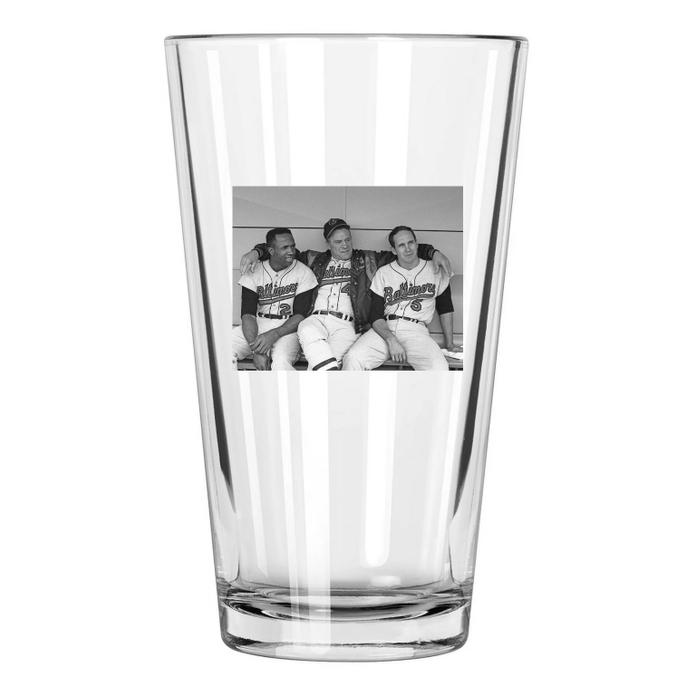 Baltimore Orioles Frank And Brooks Robinson, Hank Bauer Pint Beer Drinking Glass