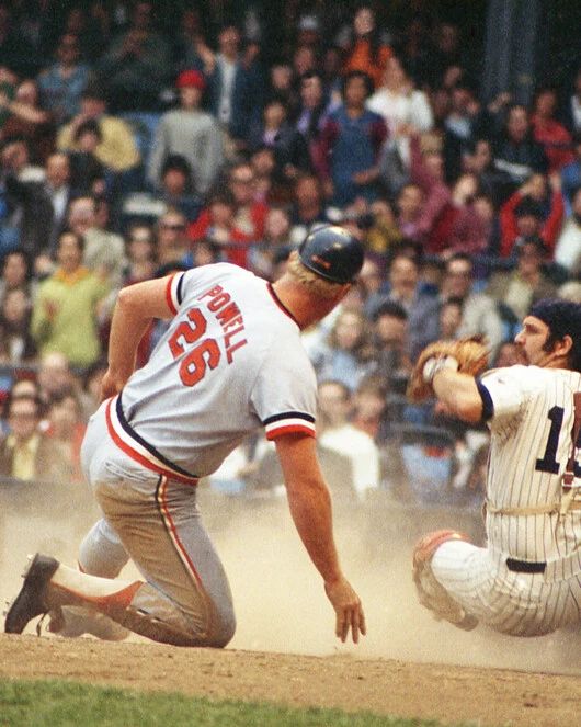 Baltimore Orioles John Boog Powell Vs Thurman Munson Photo Print Poster