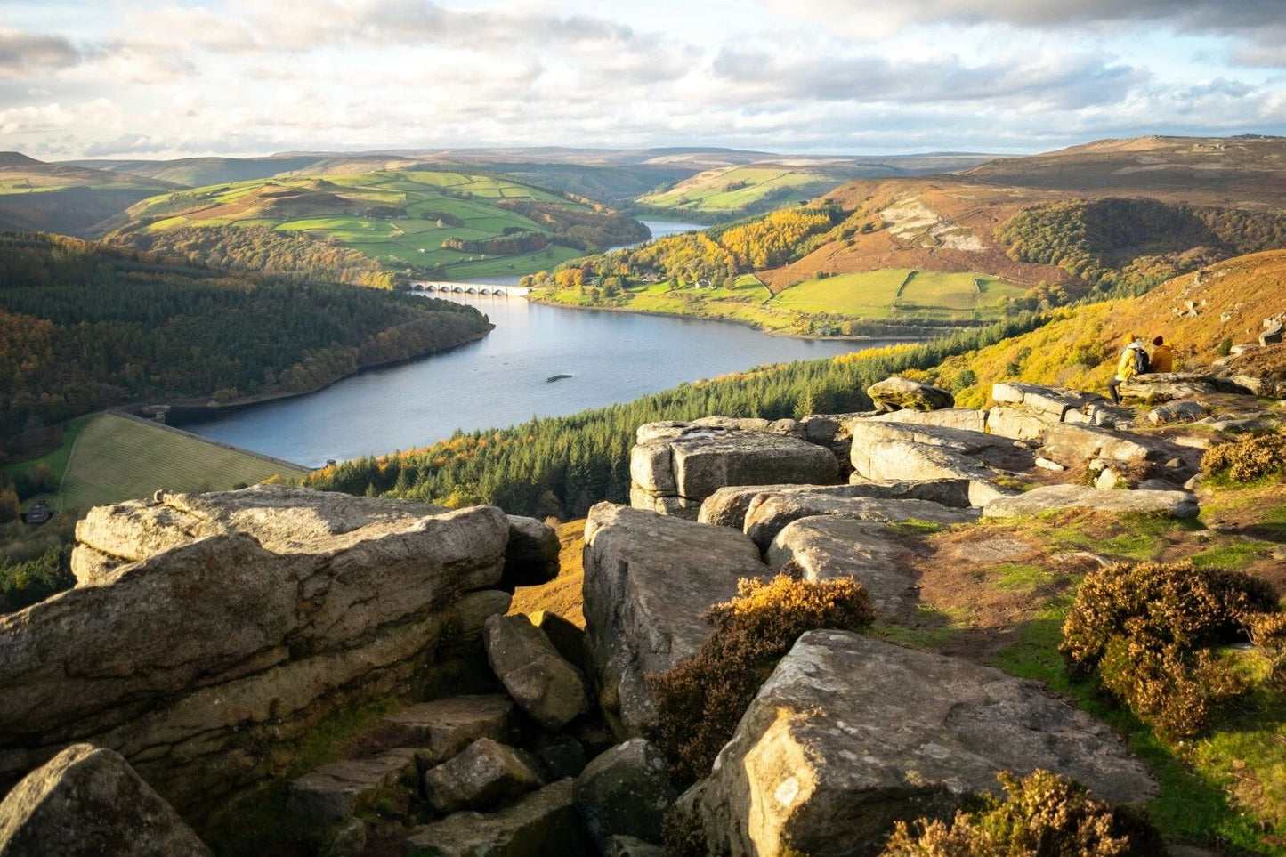 Bamford Edge Green Field Over Ladybower Reservoir Lake Uk Photo Picture Poster