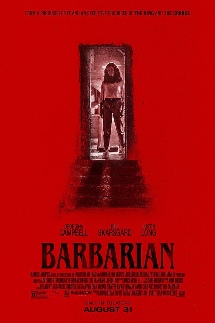 Barbarian Horror Movie Cregger Skarsgard Campbell Long 2022 Poster